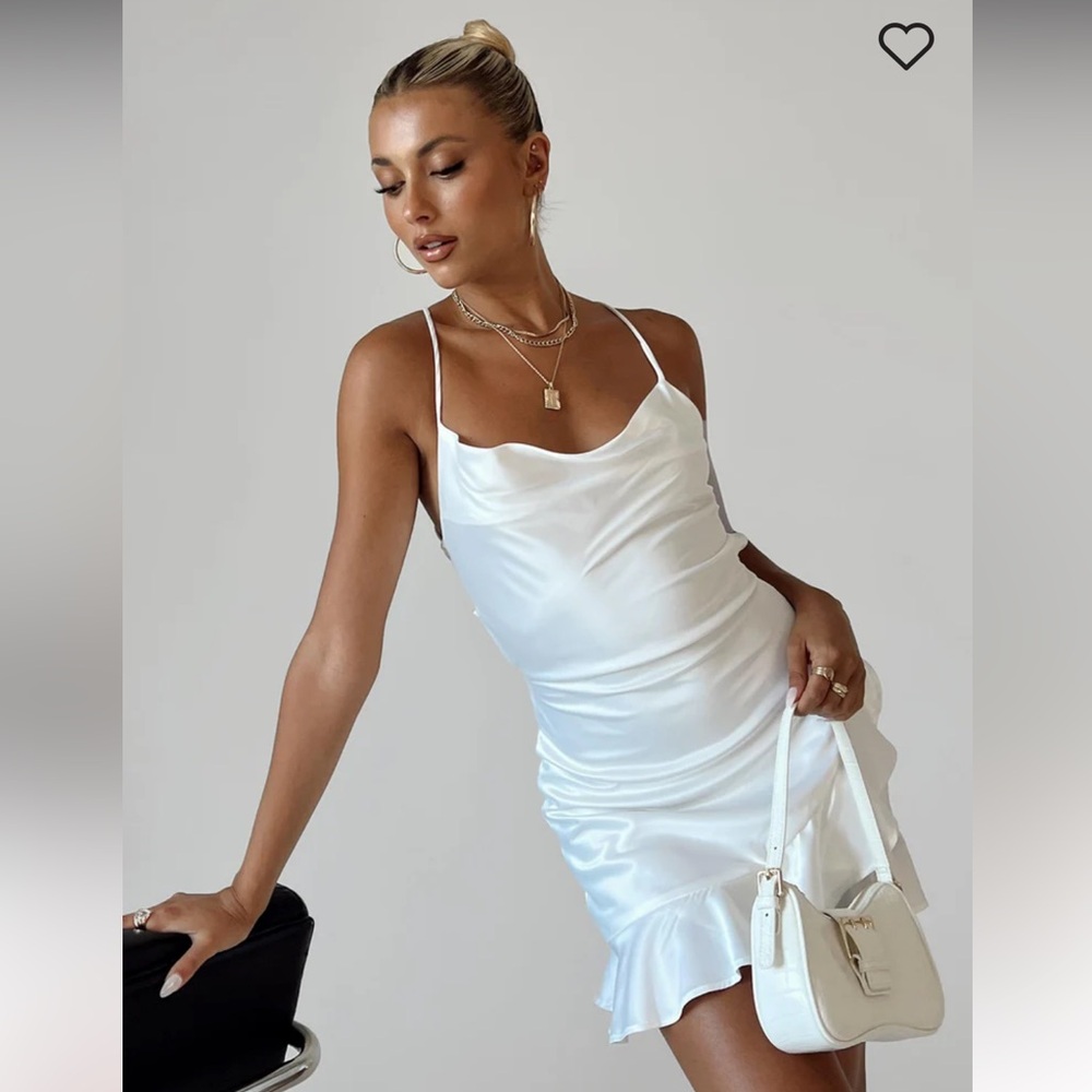 ⚡️ Princess Polly DARIAN RUFFLE WHITE MINI DRESS strappy tie back size 10